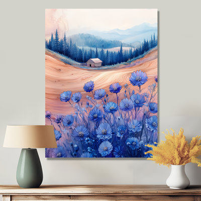 «Cornflowers Garden At The Barn On Slide III» - Art mural en métal