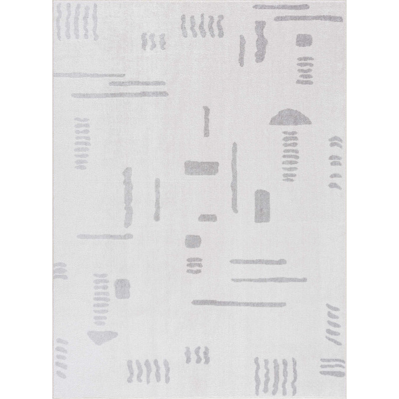 Kaamini Abstract Machine Washable Cream Area Rug, Rectangle 9'2" x 12'