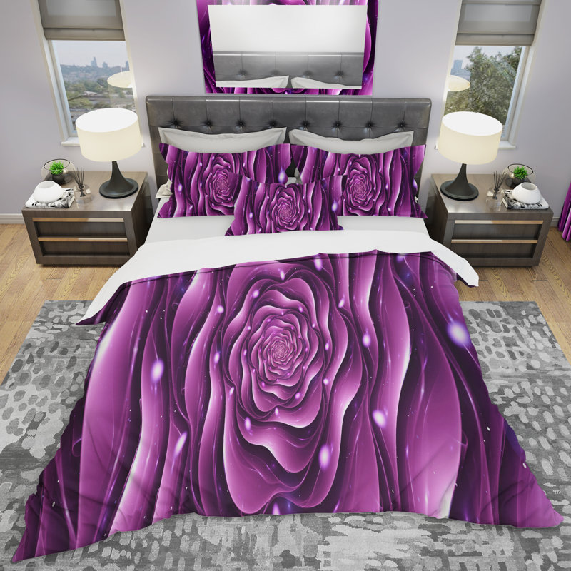 Mauve rose - ensemble de housse de couette abstrait - microfibre de polyester, Housse simple + 1 taie décorative