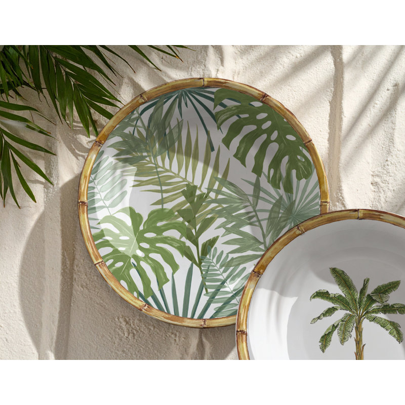 Assiette à salade en mélamine Rainforest Palm NewWave - vert - 8,5 po - ensemble de 6