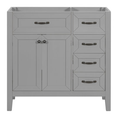 Bathroom Vanity 36" Base Only In Grey. Modern Drawer Cabinet For Bathroom. & . Freestanding. Assembly Required Grey - Board Style With Drawers Box Freestanding Fixture