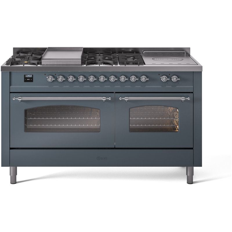 ILVE Nostalgie II 60 Dual Fuel Range, 5 Burners, Griddle, Frenchtop , Liquid Propane, RAL Color/Copper