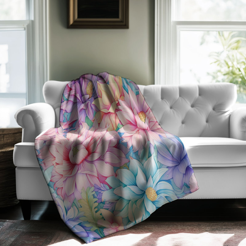 Gentle Blooming Flowers - 1 pièce Sherpa Premium, Grand lit
