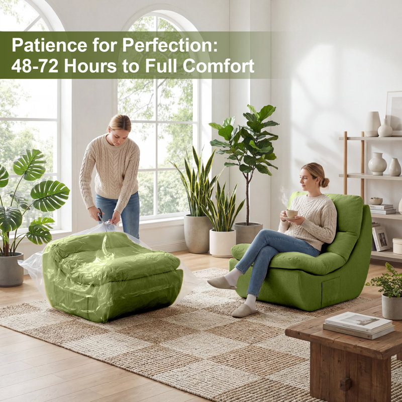 Love Seat Sofa High-Density Foam Togo Sofa Bean Bag Chair - Machine Washable, Cat-Scratch Resistant Fabric With Side Pockets, Compressed Packaging