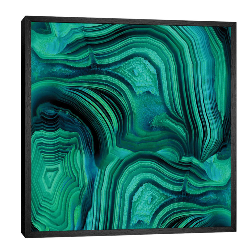 Malachite In Green And Blue by Danielle Carson - Painting on Canvas, 93.98 cm H x 93.98 cm W x 3.175 cm D, Black Framed