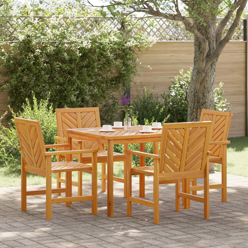 3 - Person Wood Patio Dining Set with Square Table