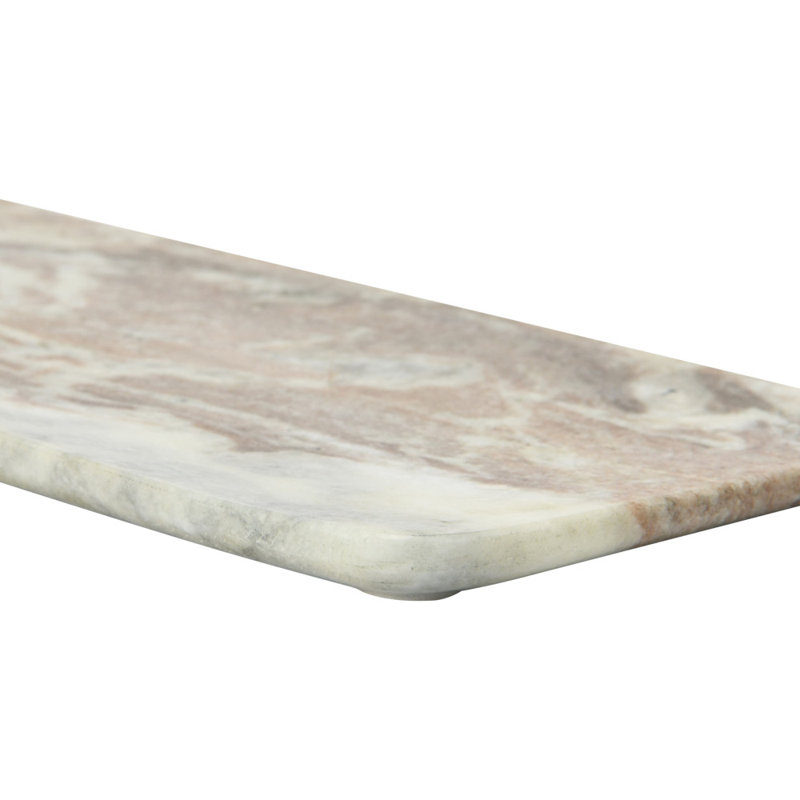 Beige and White Marble Serving Tray with Handles
