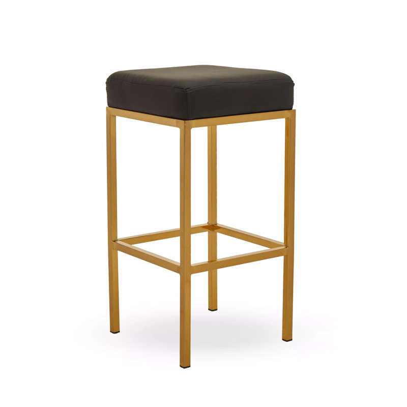 Avitable Upholstered Counter Stool with Metal Frame, Black, Gold