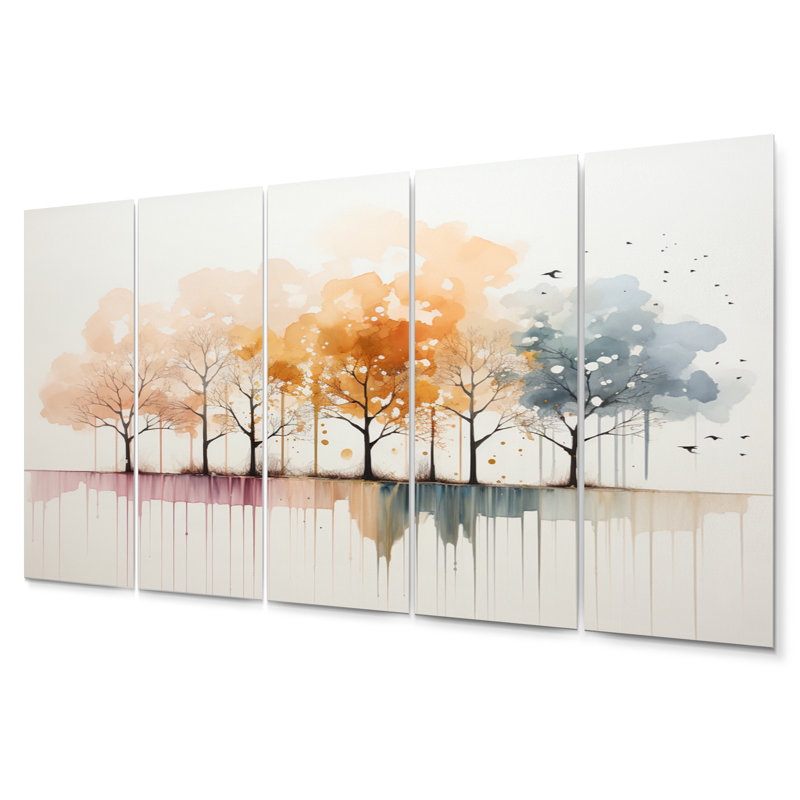 Minimalism Yellow Tree Solitude II Landscape & Nature Wall Decor on Metal