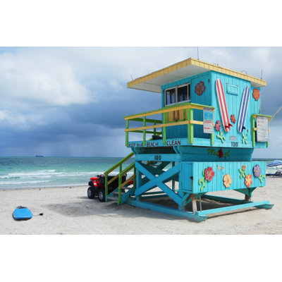 Carshalton Lifeguard Station, Miami Beach par Olegbogdan - Photographie sur toile tendue