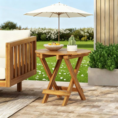 Outdoor Round Folding Table Suitable For Seaside Deck Snacks & Patio Leisure Moments