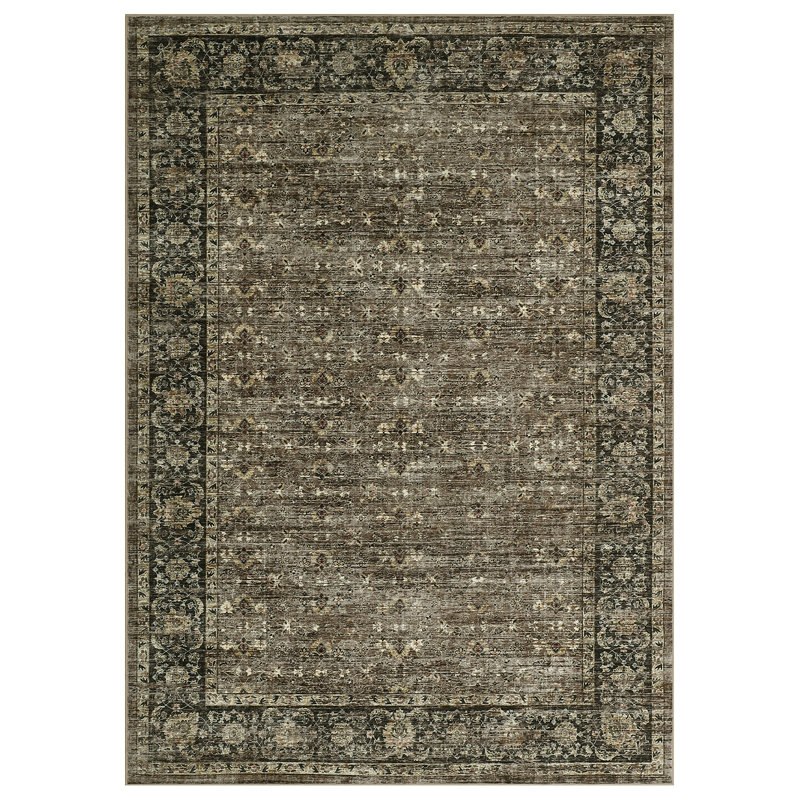 Machine Washable Area Rugs for Living Room, Floral Rugs Oriental Vintage Rugs Distressed Non Slip Stain Resistant Soft Low Pile Carpet for Bedroom Dining Room Nursery Kids Room