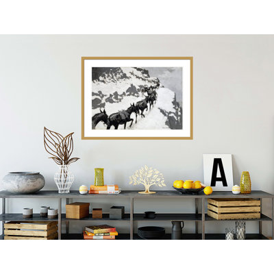 «The Mule Pack» par Frederic Remington - impression giclée sur cadre