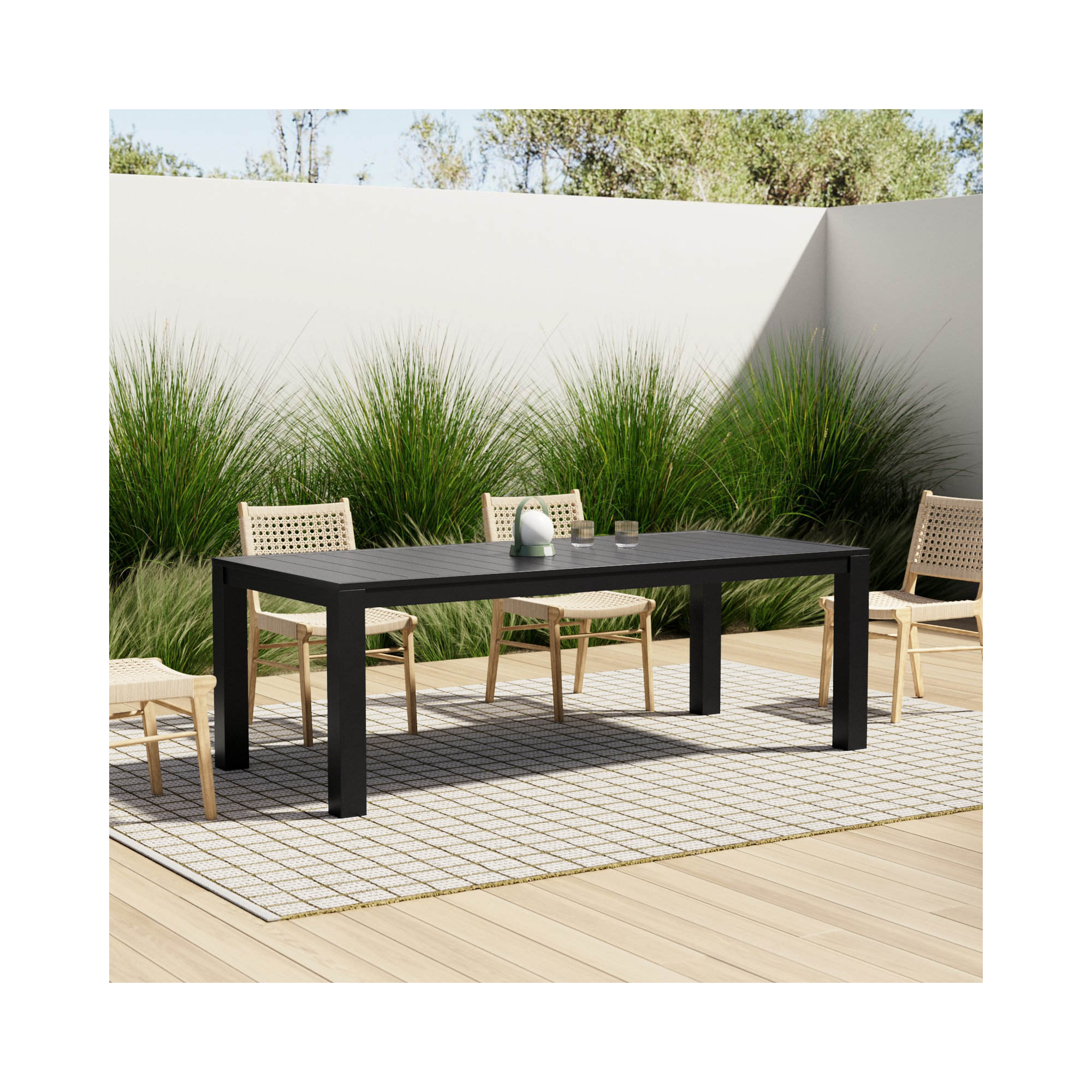 Ammelie 86'' Rectangular Aluminum Patio Dining Table, Gray
