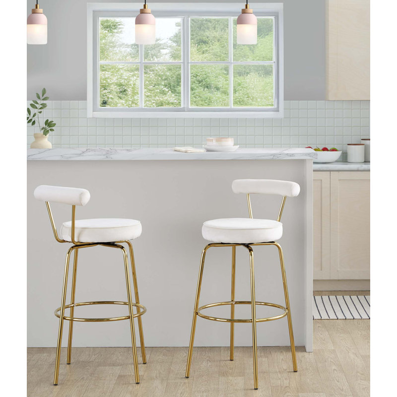 Ensemble de tabourets de bar pivotant à hauteur fixe avec revêtement en velours