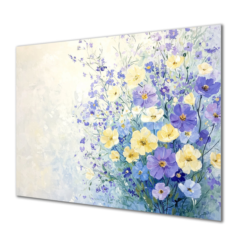 Lavande aux couleurs du bouquet de fleurs sauvages III - impression florale en métal murale, bouquet