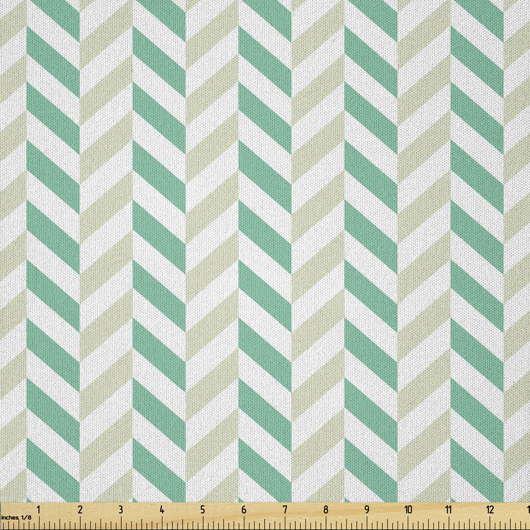 Stoff als Meterware, Herringbone Frühling, Winkel, Sea Green Eggshell Weiß