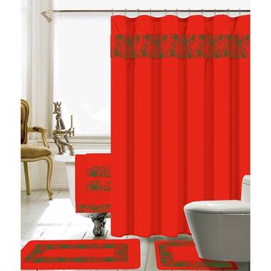 Charlton Home Kitts 18 Piece Shower Curtain Set, Gold