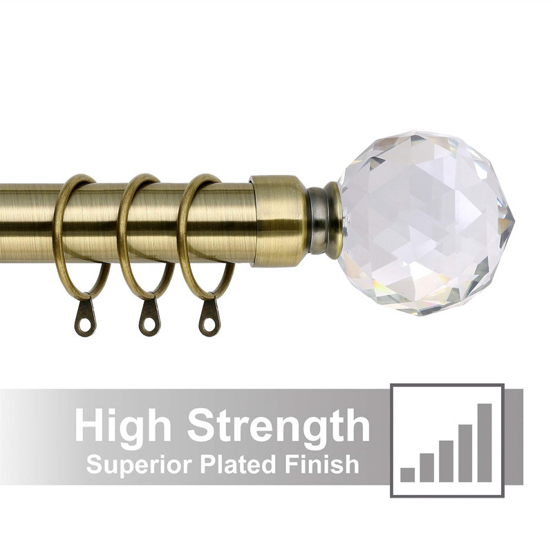 Adjustable Single Curtain Pole, 120cm W x 3cm D, Gold