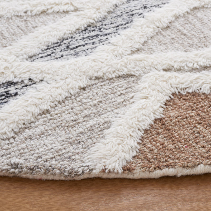 Tapis en laine / coton touffeté à la main Alirra, Rond 4 pi