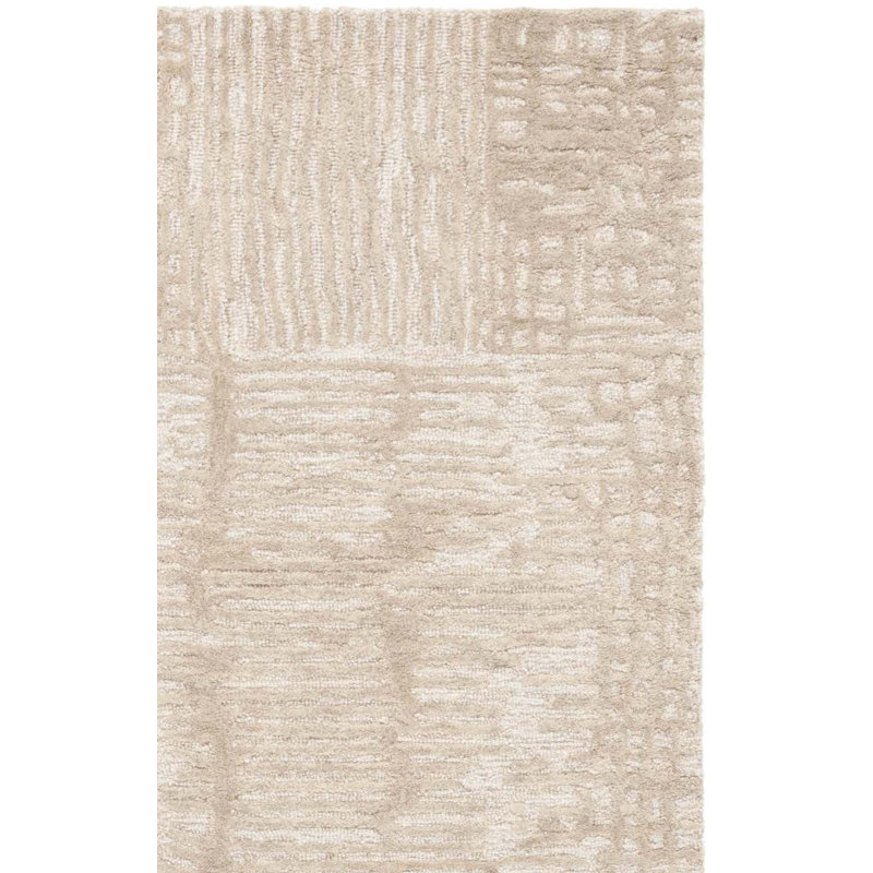 Ebony 775 Hand Tufted Wool/Cotton Abstract Rug in Beige/Ivory, Square 6'
