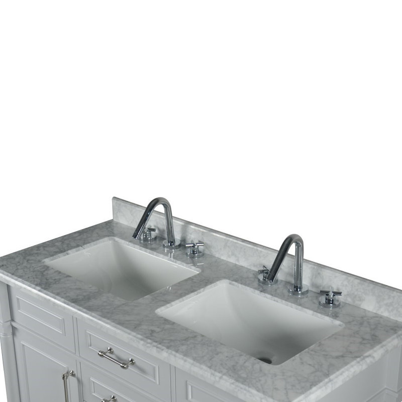 Aimee-Lynn 48 Double Vanity With White Carrara Marble Top, Light Gray