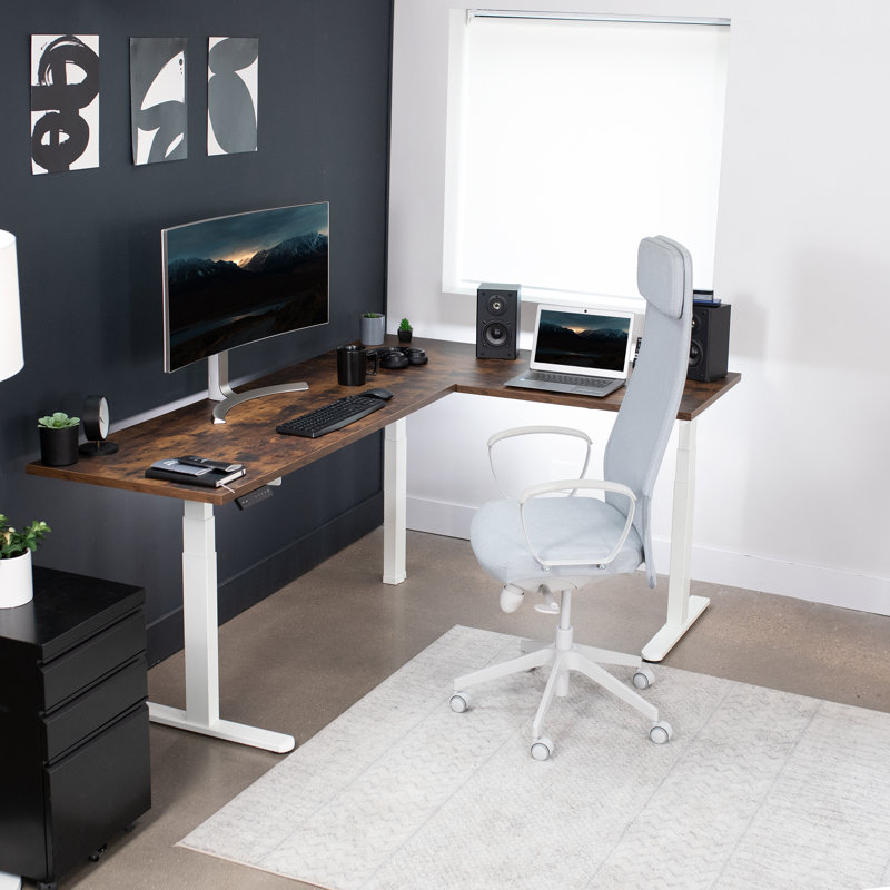 ErgoCraft Programmable White L-Shaped Electric Standing Desk Frame