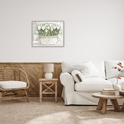 Fleurs de tulipe blanches fraîches, art de la giclée encadrée par Cindy Jacobs