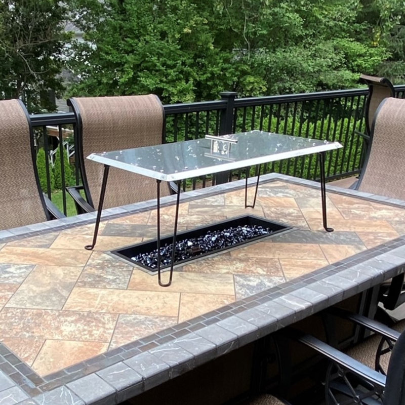 Stainless Steel Rectangle Fire Pit Heat Deflector with Foldable Legs