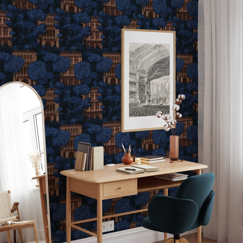 Blue Roman Architecture Wallpaper Brown