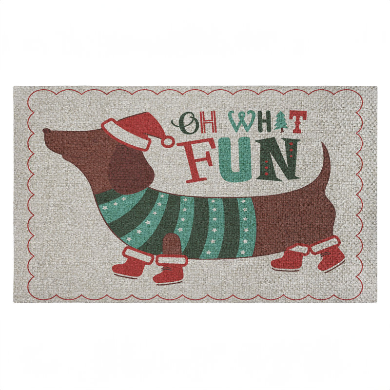 Tapis de porte pour chien Oh What Fun, par Andrea Jasid Grassi, 18 po x 30 po