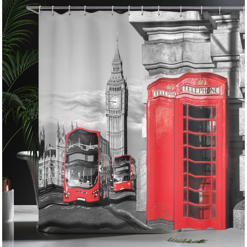 Ensemble de rideau de douche de londres + crochets, H 70 po x l 69 po