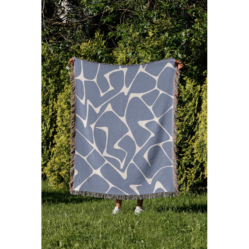Jeté 100% coton abstrait Mola, L 70 po x l 50 po, Bleu pâle