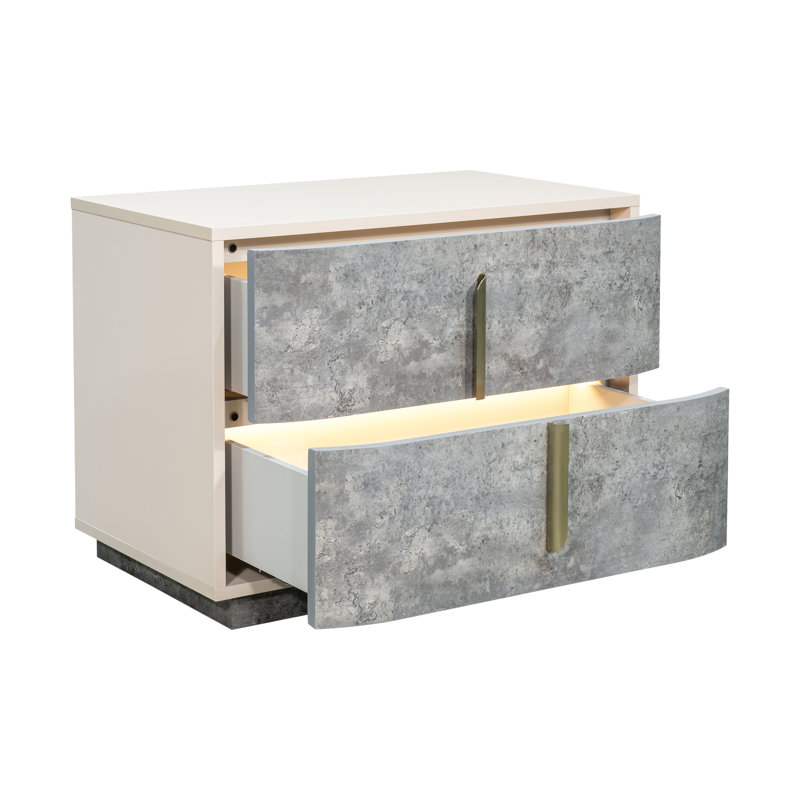 Pavira 2-Drawer Nightstand - Stone