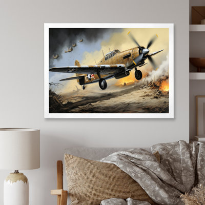 Vieux avion militaire pendant la Seconde Guerre mondiale, impression sur toile