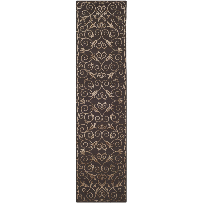 Tibetan Hand-Knotted Chocolate Area Rug, Runner 2'6" x 10'
