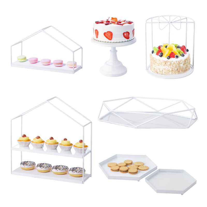 7-Piece Cake Stand Set Dessert Table Display Set In White