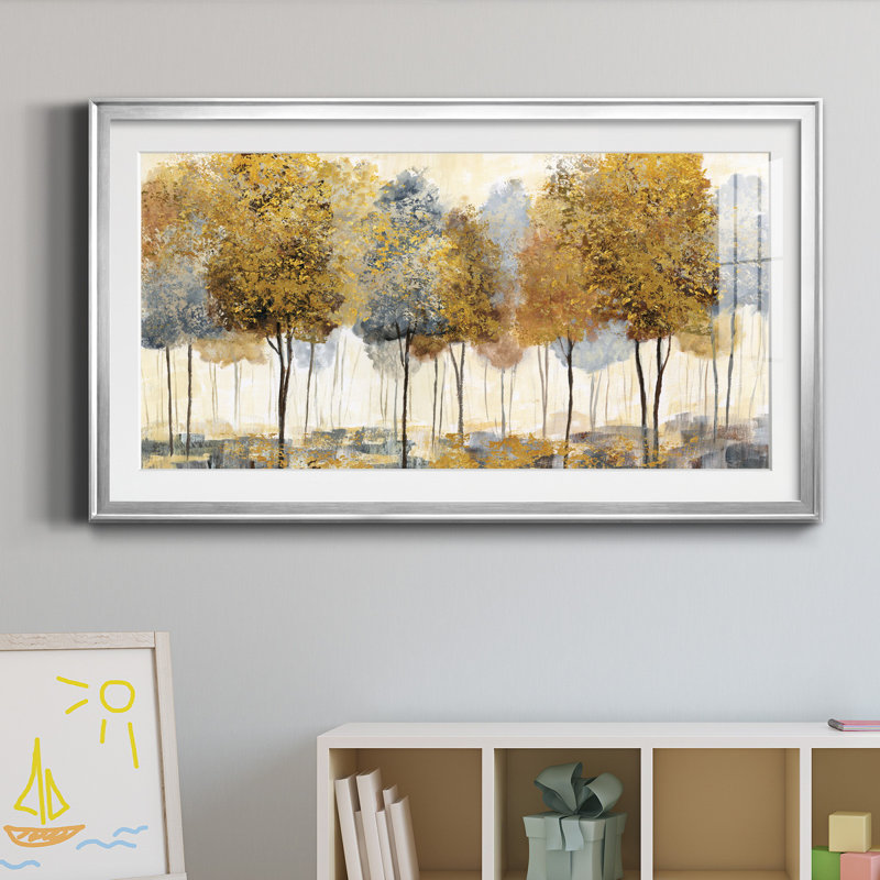 Golden Forest - reproduction d'art encadrée de qualité supérieure - prête à être accrochée, H 22,5 po x l 42,5 po