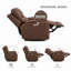 Fauteuil inclinable triple électrique en cuir véritable avec appui-tête et soutien lombaire à gravité zéro-1457257369