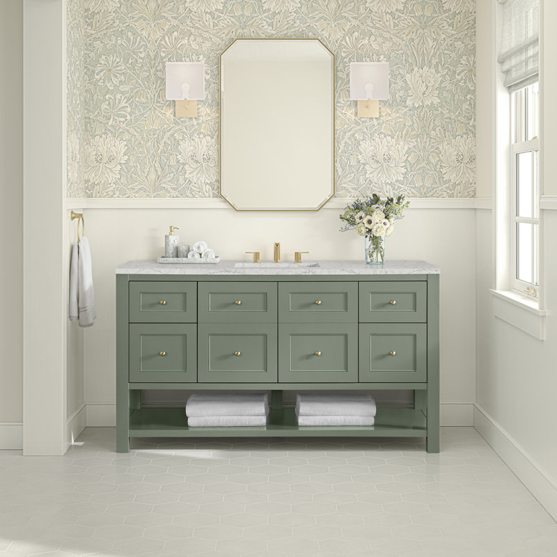 Breckenridge 60'' W Single Vanity, Eternal Jasmine Pearl, Smokey Celadon, Widespread