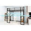 Lit en fer noir avec des escaliers des deux côtés pour la chambre à coucher simple, avec installation d'économie d'espace et de stabilité.-1318079225