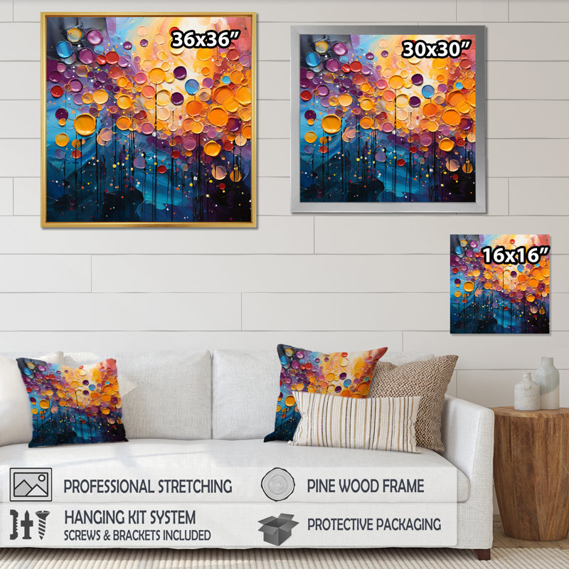 Dancing Lights - Abstract Collages Wall Decor, H 30 po x l 30 po x P 1 po, Toile tendue