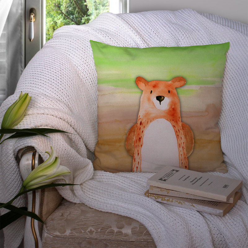Bear Watercolor Indoor/Outdoor Throw Pillow, 14" x 14"