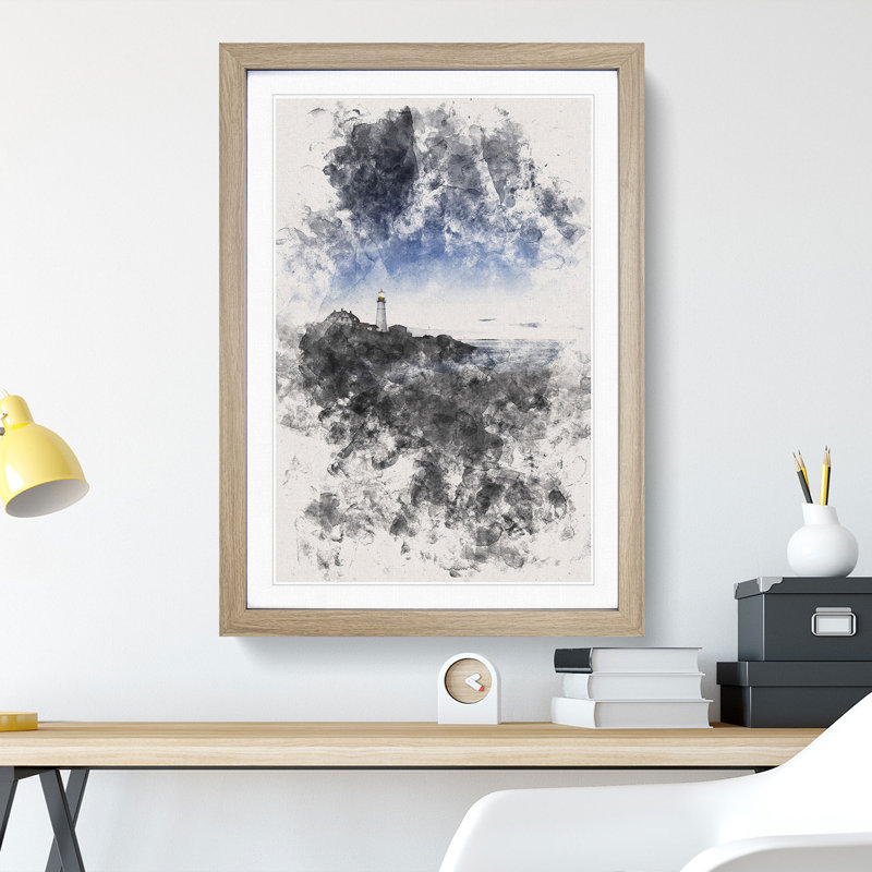 Portland Maine Lighthouse - Framed Print, Oak Framed, 87cm H x 62cm W x 2cm D