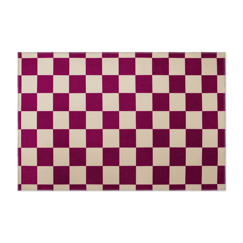 Tapis d'intérieur et d'extérieur à carreaux beige, Rectangle 5 pi x 7 pi