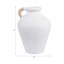 Grand vase décoratif avec poignée en rotin pour la maison - Vase à fleurs contemporain pour décoration de table, de salon ou de vestibule - 17 po, blanc