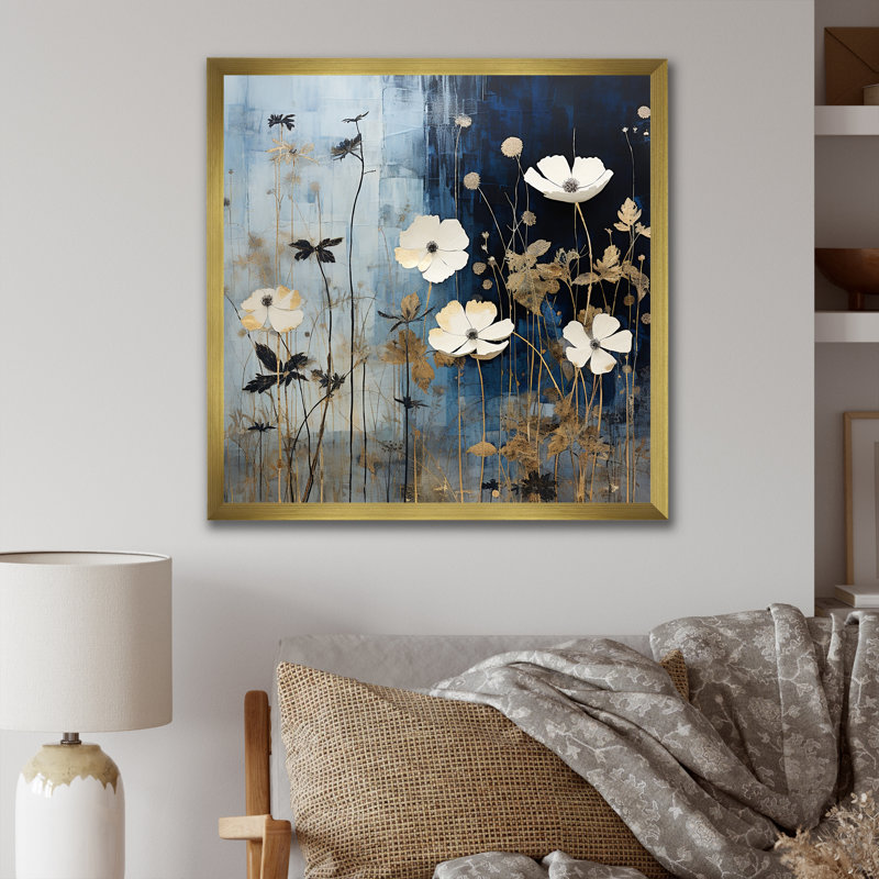 «Wildflowers Wander Meadows VI» sur toile, Cadre doré simple, H 16 po x l 16 po x P 1 po