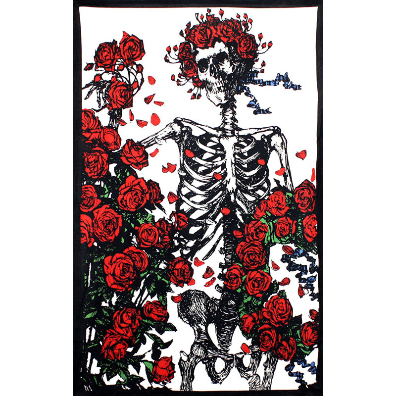 Tapisserie à structure et roses de coton dead Grateful