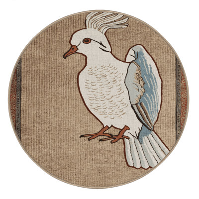 Washable Eared Dove Birds Area Rug
