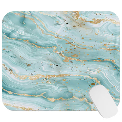 Abstract Light Blue Geode Marble Crystals II Modern Gaming Cute Office Laptop Desk Pad Gift Mat Square Rectangle Non-Slip Mousepad